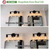 Zarbitta 3-Light Bathroom Light Fixtures, 17.23" Black Modern Vanity Lights with Clear Glass Shade, Bathroom Wall Lamp for Mirror Kitchen Living Room Hallway Cabinet Porch