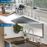 Cinwiny Kitchen Faucet, High Arc 360° Swivel Spout, 2-Handle 8 Inch Centerset Kitchen Sink Faucet with Side Sprayer, 3 or 4 Hole Kitchen Faucet for RV, Utility & Laundry Sink, Brushed Nickel