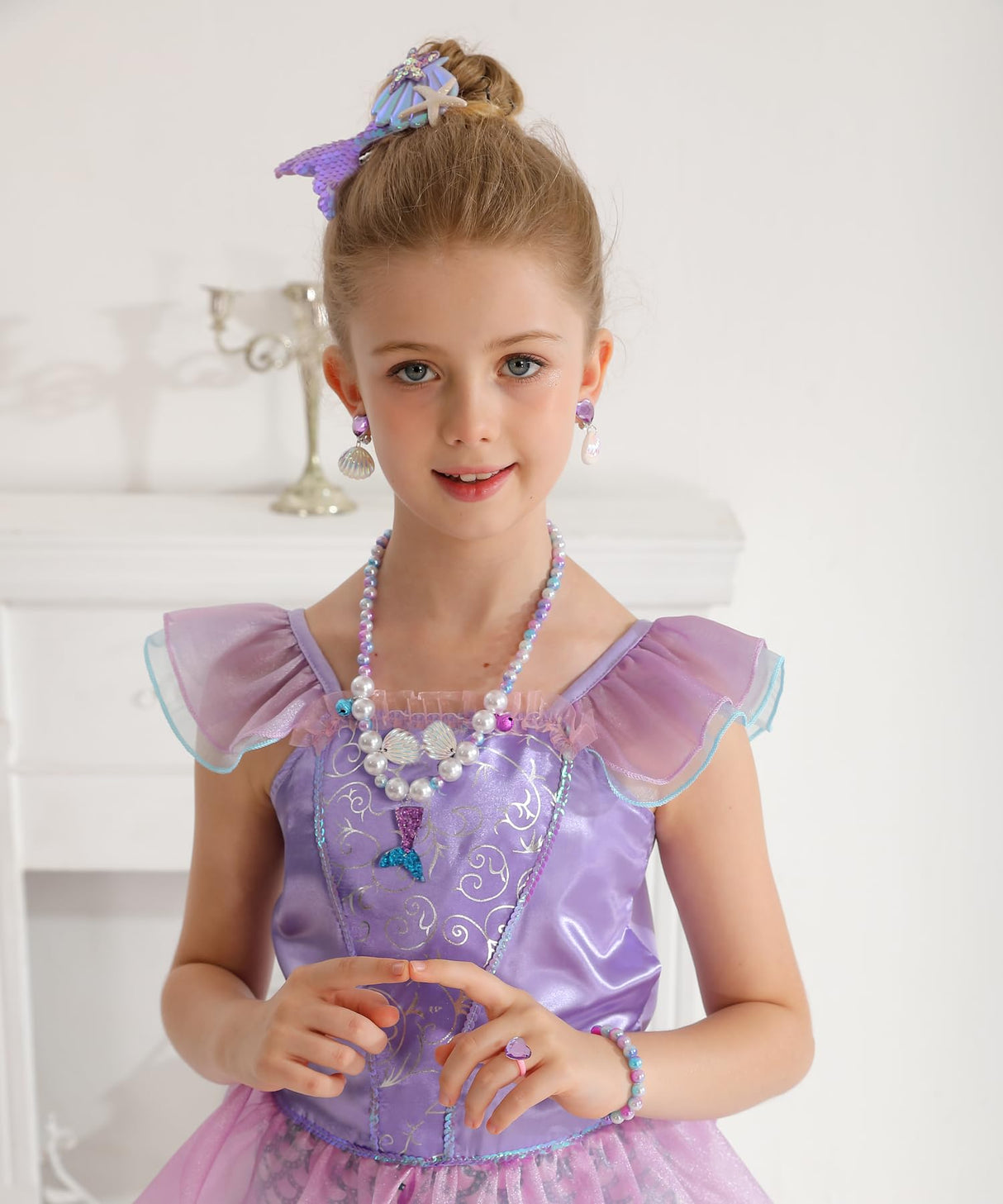 Little Girls Princess Mermaid Costume for Girls Dress Up with Accessory for Christmas Birthday Party Supplies