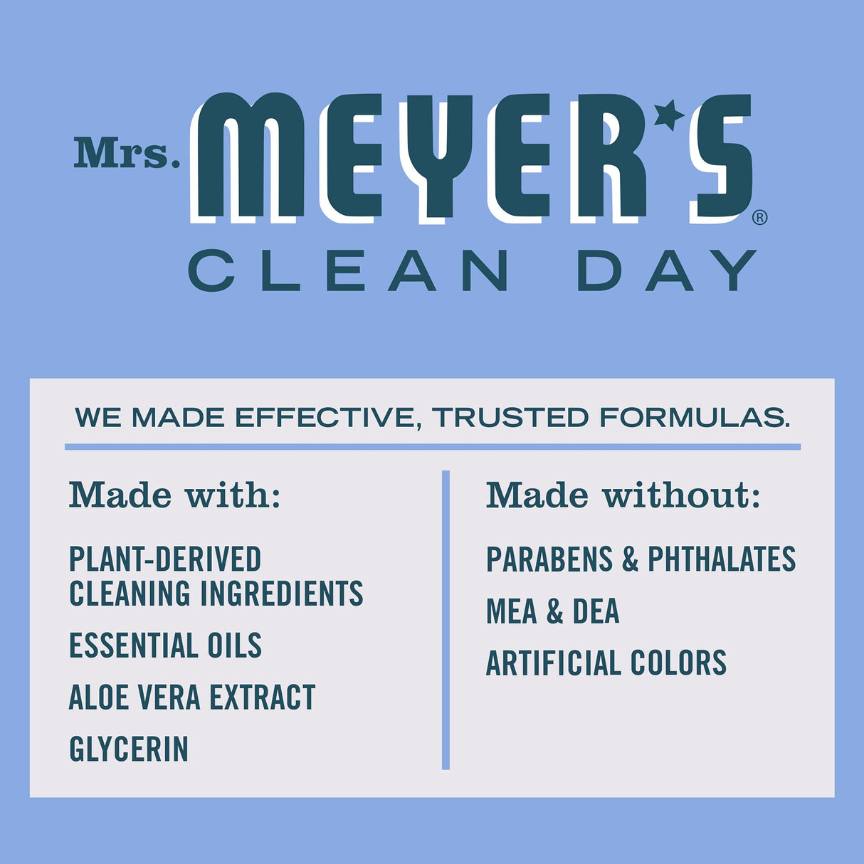 MRS. MEYER'S CLEAN DAY Liquid Dish Soap, Biodegradable Formula, Bluebell, 16 fl. oz - Pack of 3