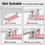 BONTEC KMT01 Under Desk Keyboard Tray, Pull-Out Keyboard & Mouse Platform with C-Clamp, 25.6 x 11.8 in Space-Saving Ergonomic Slide-Out Drawer, Pink