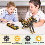 Intoypad Collision Transforming Dinosaur Car Toy, 2 Magnetic Cars Transform into Dinosaur Toys for Kids Toddler Fun Deformation Robot Dino Car Christmas Birthday Gift Toys for Boys Girl(Golden Dragon)