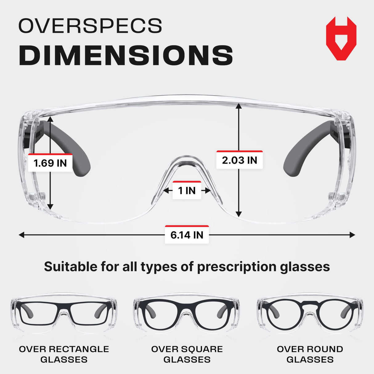 NoCry Tinted Safety Glasses Over Eyeglasses for Men and Women with Anti Scratch Wraparound Lenses — UV400 and ANSI Z87 Certified — Adjustable Temples with Anti-Slip Tips — Great for Shooting
