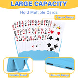 RESOVO Playing Cards Holders Stands Decks w/Foldable Tabletop Stand, 3 Layers Design for Poker UNO Cards, Playing Card Accessories, Set of 4 (2 Blue + 2 Yellow)