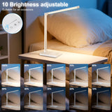 White crown LED Desk Lamp Dimmable Table Lamp Reading Lamp with USB Charging Port, 5 Lighting Modes, Sensitive Control, 30/60 Minutes Timer (White, First-Generation)
