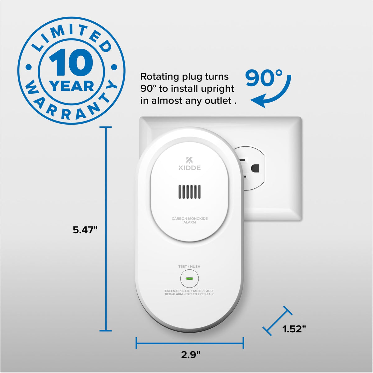 Kidde Carbon Monoxide Detector, Plug-in & AA Battery Backup, COP