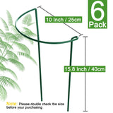 HiGift Plant Support Stakes, 6 Pack Metal Peony Cages and Supports, Garden Stakes Plant Support Cage, Large Plant Support Ring for Outdoor Indoor Snake Plant Peony Rose Flowers Vine (10" W x 15.8" H)