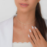 Anika Bella Ball Choker Necklace, Dainty Bead Pendant, Waterproof Minimalist Jewelry for Women (Silver)