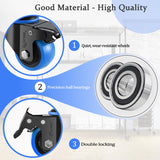 JULANG 2 inch Caster Wheels 5/16" Threaded Stem Casters Set of 4 Heavy Duty, Locking & Stem Mount (UNC 5/16" -18 x1 & Weight Capacity 580 lbs) Casters for Wire Shelving, Carts, Furniture.(Blue)