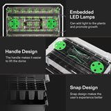 VIVOSUN 1-Pack 40-Cell Seed Starter Trays with 1 Set of LED Lights and 10"x20.75" Seedling Heat Mat, 3.6" Higher Cover, Adjustable Vents, Drainage Holes, Green Propagation Tray for Planting Seeds