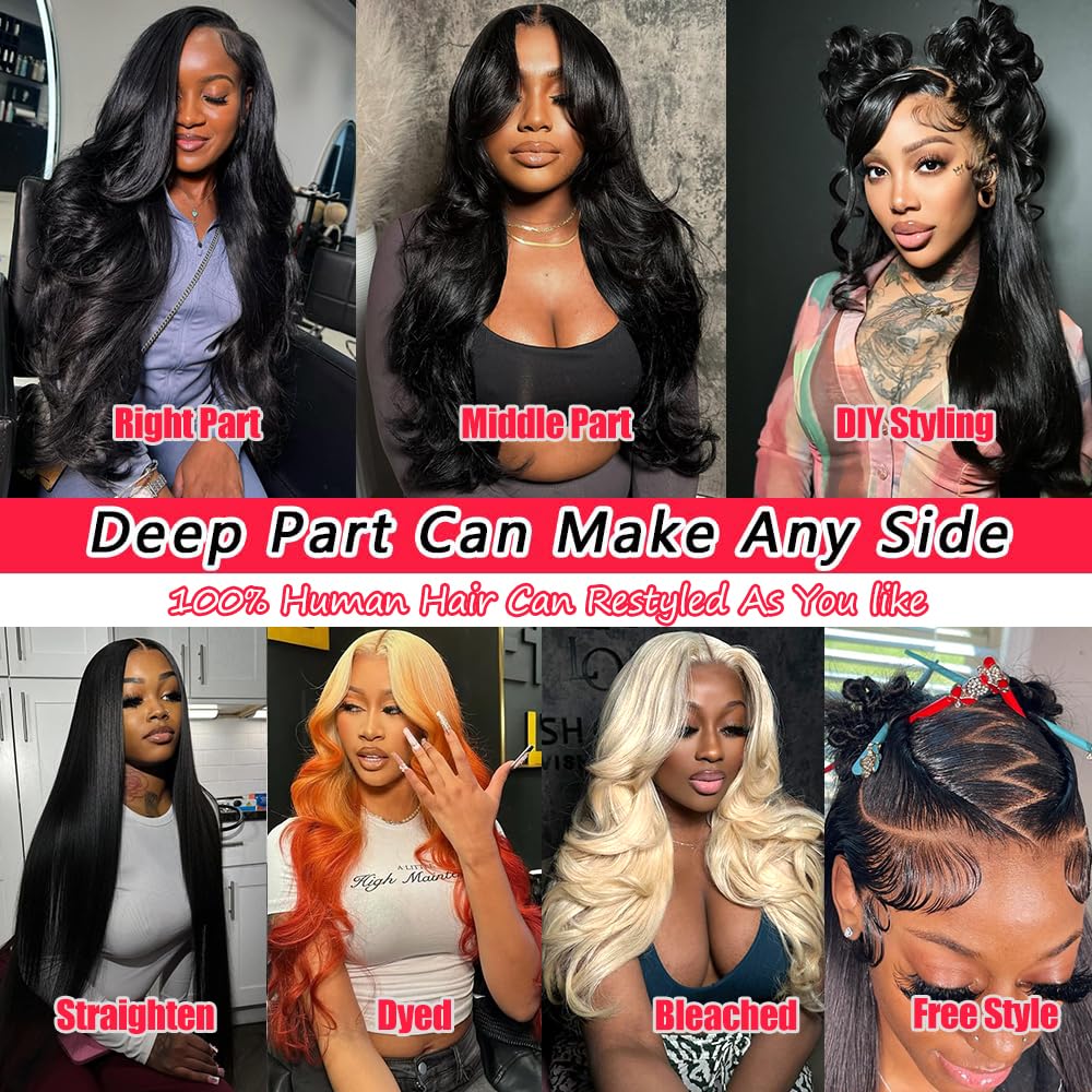 30 Inch 13X6 Lace Front Wigs Human Hair 180 Density Body Wave Lace Front Wigs Pre Plucked Brazilian 13x6 HD Lace Frontal Wigs Glueless Wigs Human Hair Wig For Women