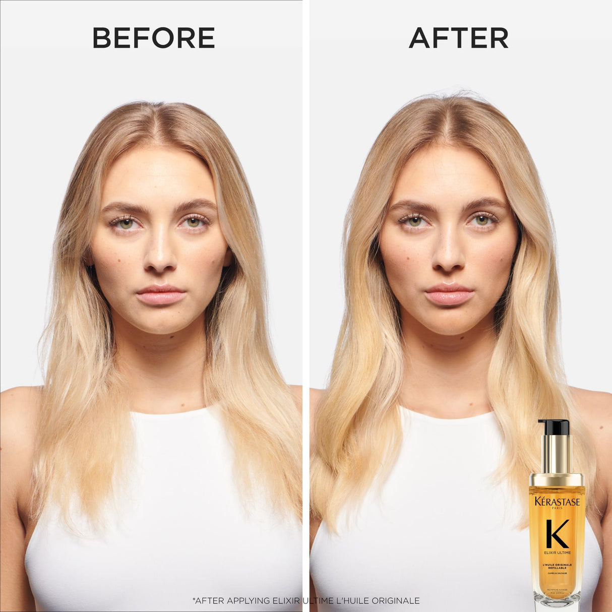 KÉRASTASE New Elixir Ultime Refillable L'Huile Original Hair Oil, Hydrating Oil Serum to Smooth Frizz and Add Shine with Wild Camellia, Strengthens and Provides Heat Protection, All Hair Types