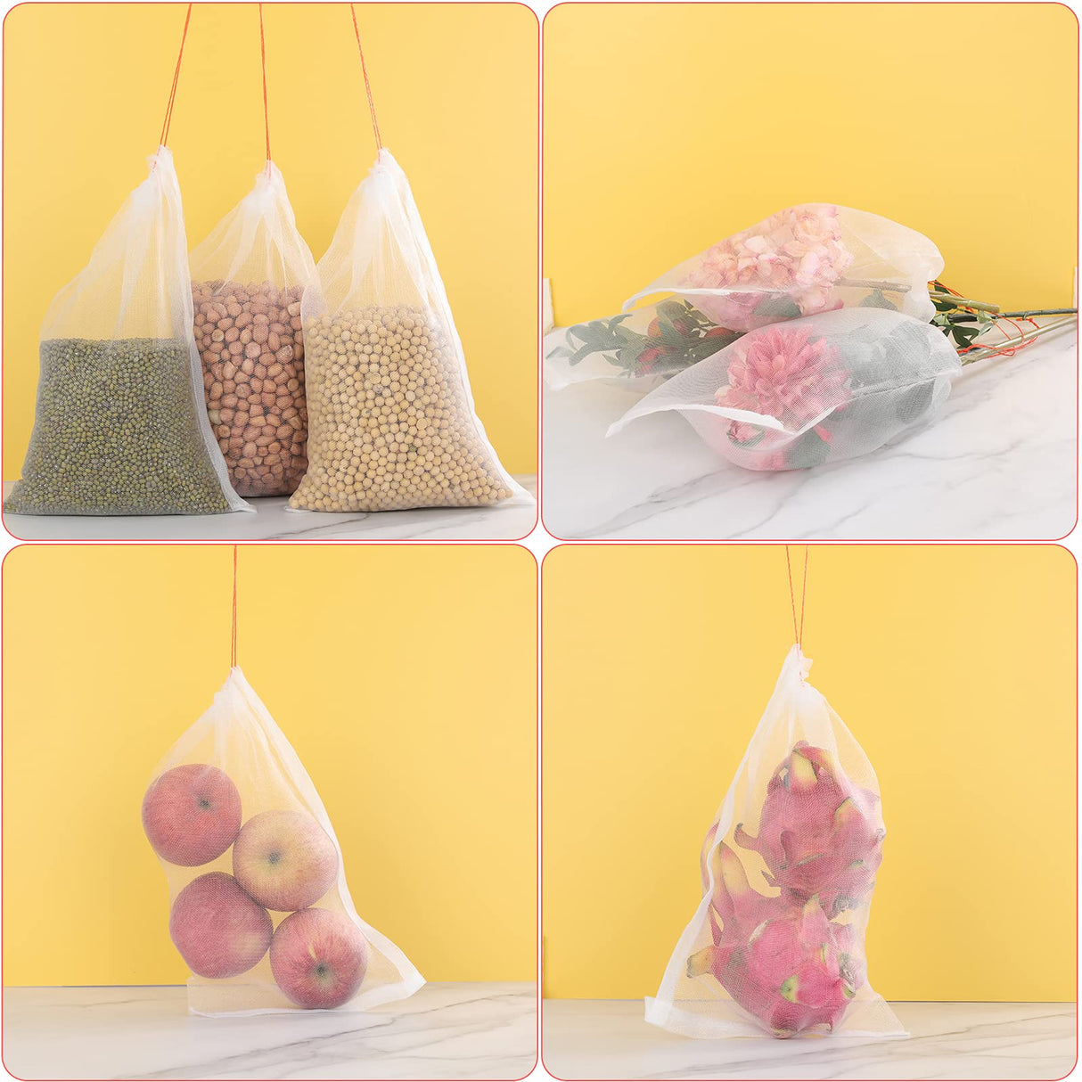 20Pcs Kikhope Fruit Protection Bags, 21"x14" Garden Netting Bags with Drawstring, Fruit Netting Bags, Fruit Tree Bags, Netting Barrier Bags for Protecting Fruits and Vegetables