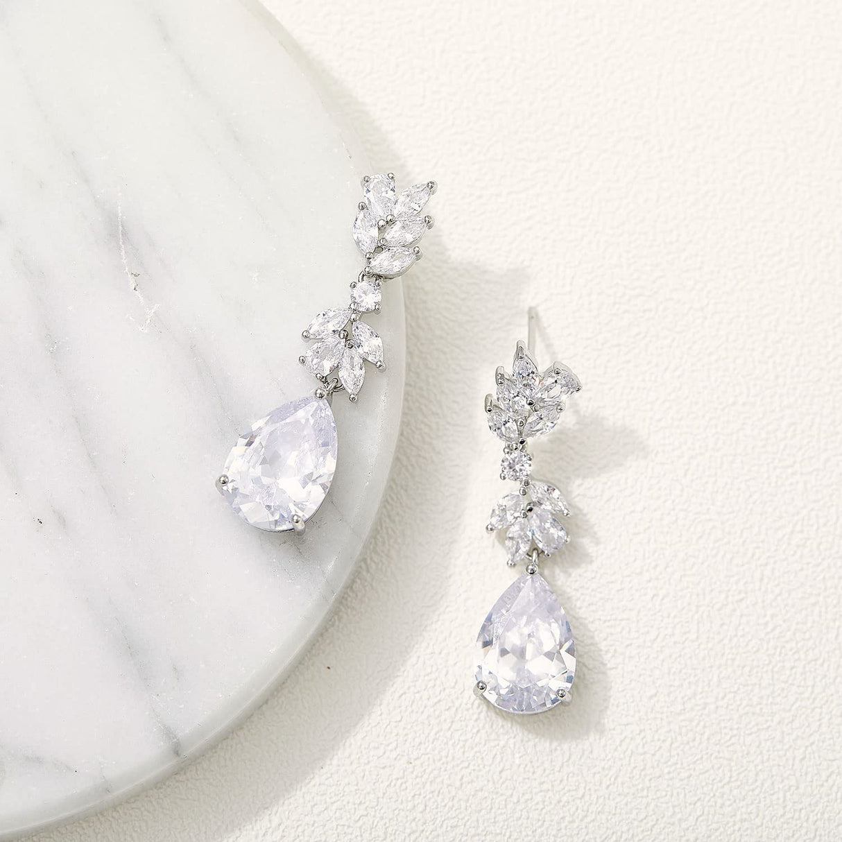 SWEETV Marquise Wedding Earrings for Brides, Bridesmaids