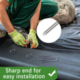 HOUYA 200 Pack Landscape Staples 4 Inch 12 Gauge Garden Stakes Galvanized Garden Staples Ground Pins Anti-Rust Ground Stakes for Weed Barrier, Irrigation Tubing, Yard Lawn, Landscape Fabric