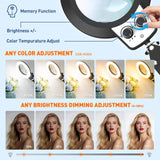 KIRKAS 12X Magnifying Glass with Light and Stand, Extra-Long Arm Magnifying Lamp Overhead Knob for Workbench Craft, Sewing, LED Lighted Magnifier Real Glass Lens Stepless Dimming and Color(35in Clamp)