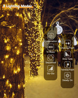 Upgrade Solar String Lights for Outside 2 Pack Total 180FT 500LED Solar Christmas Lights Outdoor with 8 Modes, IP65 Waterproof Outdoor Twinkle Light, Garden Tree Party Christmas Decoration, Warm White