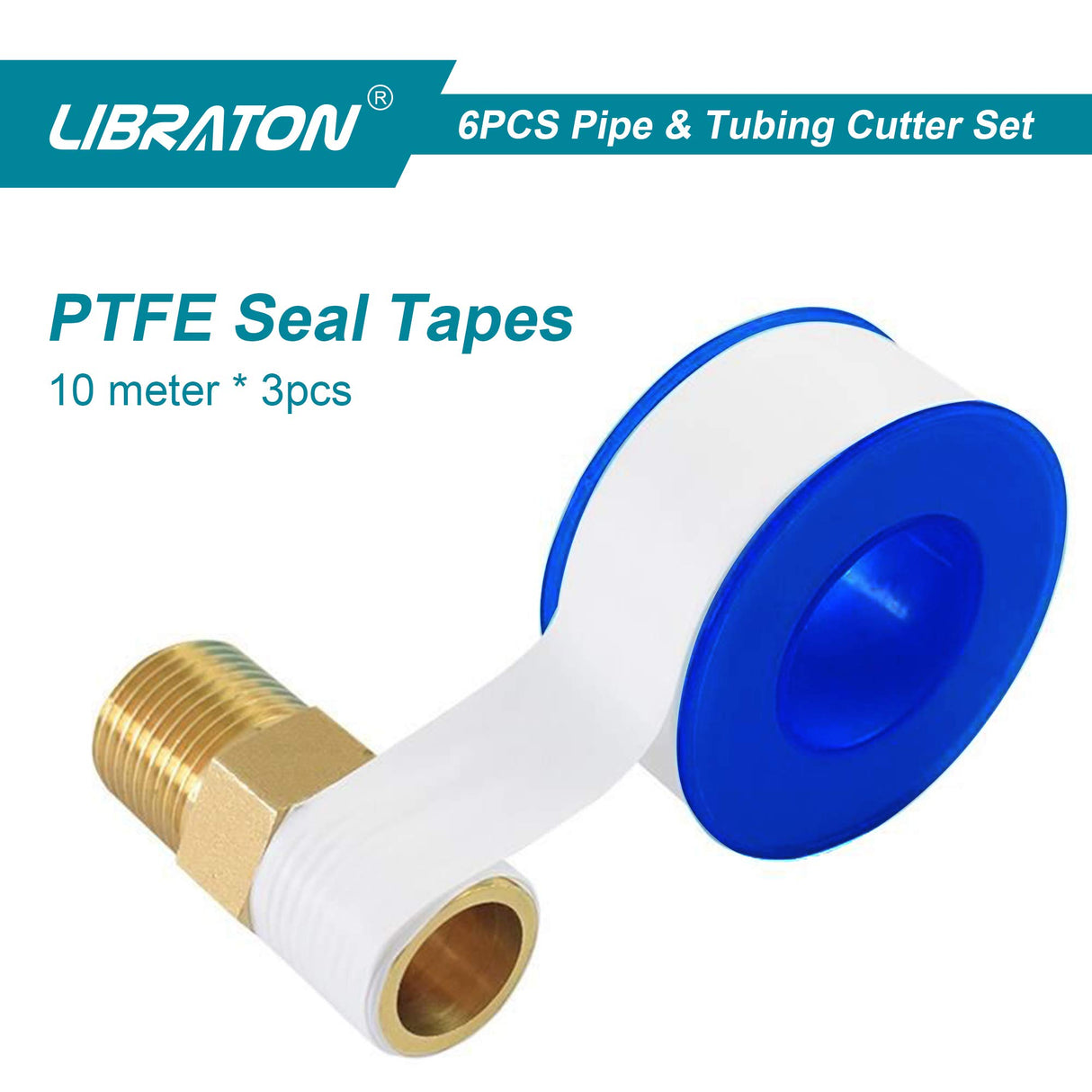 Libraton Pex Cutter 1-1/4", Pex Pipe Cutter, PEX Tube Cutter 1/8" to 7/8", PEX Pipe Cutting Tools for PEX, PVC (Thin), PPR Plastic, Extra PTFE Seal Tapes 400"