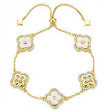 Turandoss 14K Gold Plated White Clover Bracelet for Women Jewelry Gifts