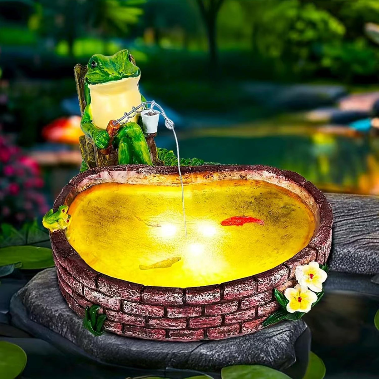 RPYFMMKPF Solar Frogs for Outdoors, Fishing Frog-Shaped Garden Decor, Patios, Yards, and Lawn Ornaments Frog Gifts for Women
