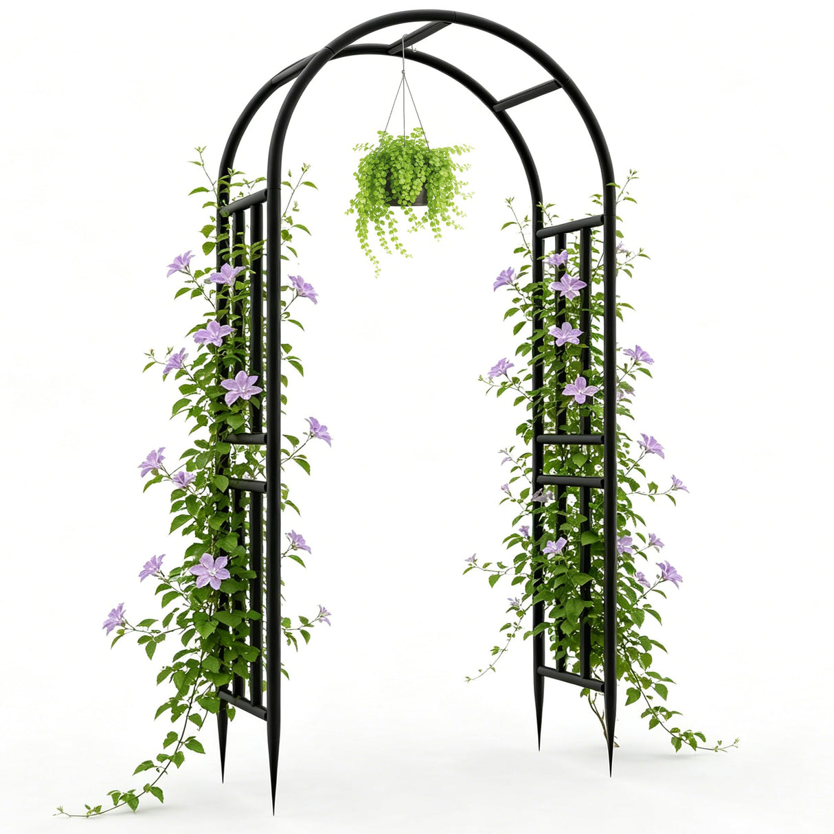 BUKLIYN Garden Arch - 47" L x 95" H Heavy Duty Metal Arbor, Powder Coated Rustproof Finish, Trellis for Climbing Roses Ivy Clematis