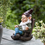 OwMell Gnome Statue for Garden Decor, Funny Drinking Coffee Gnomes Outdoor