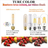 LiteHistory Dimmable E26 Edison Bulb 6W Equal 60 watt Light Bulb AC120V Warm White 2700K Edison Light Bulbs 60 Watt 600LM Tubular T10 led Bulb for Rustic Pendant,Chandeliers,Wall sconces,Vanity 6Pack