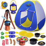 FUN LITTLE TOYS Kids Play Tent with Camping Toys, Toddler Tent with Battery Lantern, Kids Pop Up Tent Indoor Outdoor Toys Christmas Birthday Gifts for Boys