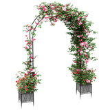 Garden Arch Arbor Trellis with Planter Boxes 8.2 Ft Metal Arch Trellis