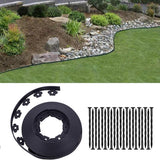YANEYRIE Garden Edging，40FT Landscape Edging with 25 Spikes for Lawn 1.5 Inch Tall (Black, 40FT), YANEYRIE-EDGING-1.5