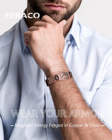 Feraco Copper Cross Bracelet for Men,Magnetic Therapy Christian Bracelets