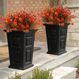 RECUTMS 8 Bundles Artificial Fall Flowers No Fade Faux Autumn Plants, Fake Indoor Outdoor Greenery Decorations for Thanksgiving Christmas Wedding Party Home Garden Fireplace Décor (Green Orange)