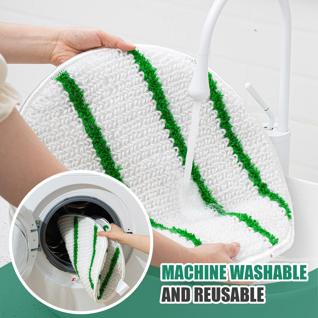 Tioncy 3 Pcs 19 Inches Synthetic Carpet Bonnet Scrubber Brush Carpet Bonnets Pads Commercial Grade Rug Scrubber Abrasion and Absorbency with Cleaning Strips