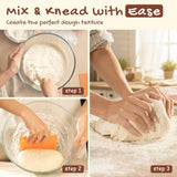 Astercook Sourdough Starter Kit with Round & Oval Banneton Bread Proofing Basket, Starter Jar, Dough Whisk, Scrapers, Stencils, Complete Sourdough Bread Baking Supplies, Fathers Day Gift for Men