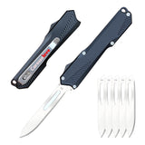 Caressolove Automatic Scalpel Pocket Knife For Daily Tasks, Small Auto Retractable Knife Push Button, 5PCS #60 Mini Razor Blades Utility Knife, EDC Replaceable Blade Box Cutter with Clip