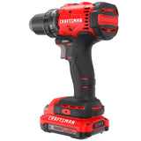 CRAFTSMAN V20 1/2 in Cordless Drill Set With 2.0 Ah Battery, Charger and Double Ended Bit, LED Light, Long Runtime, Ergonomic Power Drill Driver (CMCD702D1)