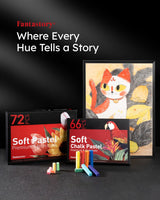 Fantastory Long Soft Chalk Pastels Set, 72 Sticks,Includes 5 Fluorescent Colors; Non Toxic Soft Pastels for Artists,Beginners;Classroom; Drawing,Blending,Layering;Christmas Art Supplies