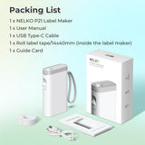 Nelko P21 Label Maker Machine with Tape, Bluetooth Label Printer, White