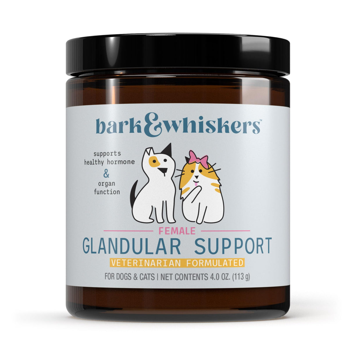 Bark & Whiskers Female Glandular Support, 4 Oz. (113 g), 75 Scoops, Supports Healthy Hormone and Organ Function, Veterinarian Formulated, Non-GMO, Dr. Mercola