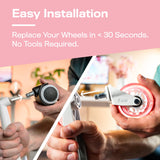 The Office Oasis Original Roller Style Office Chair Wheels (As Seen On PBS) - Smooth & Quiet Casters - Safe for Hardwood Floors & Carpet - Easy Install with Universal Fit - Set of 5 - Pink