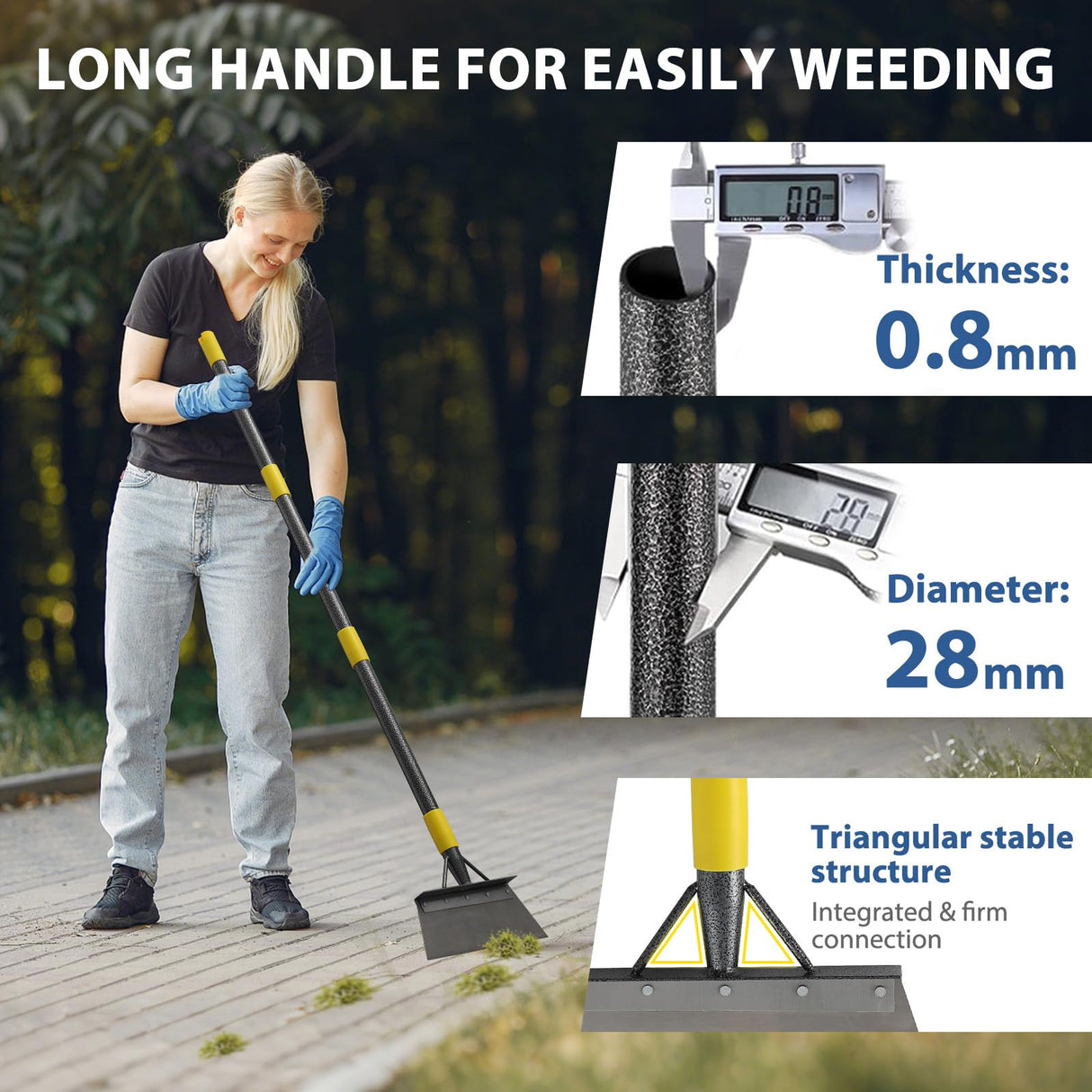 Floor Scraper Long Handle Heavy Duty, 60" Multifunctional Cleaning Shovel, Ice Scraper Stainless Steel Garden Tools Weed Scraper for Cleaning,Weeding,Scraping,Ice Remove,Landscaping,Yard