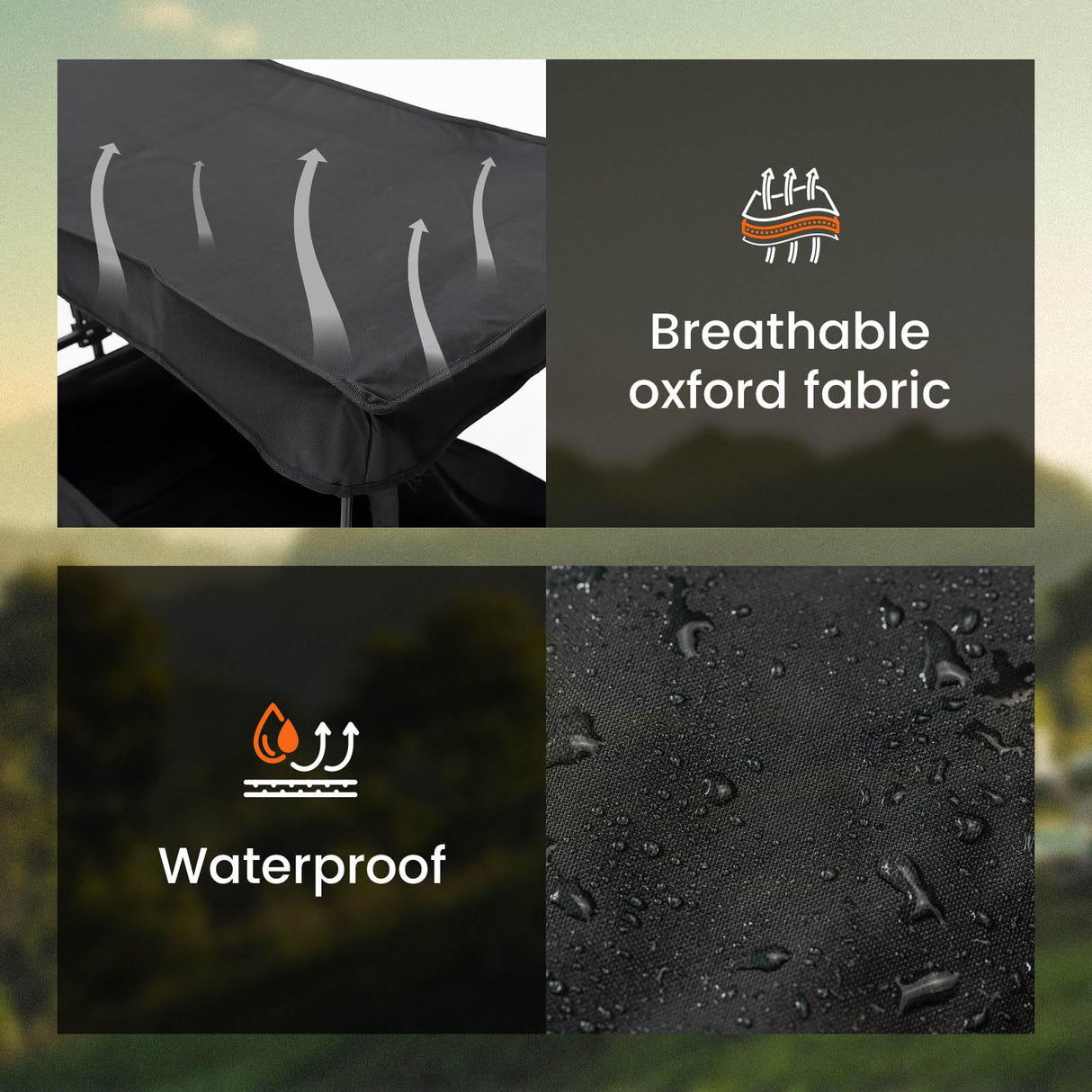Black Removable Wagon Canopy Attachment with Rods, Foldable Sun Shade Cover