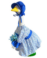 GigaCircle Spring Porch Goose Lady Outfits with Artificial Flowers - 23" Floral Dress Lawn Geese Clothes with Hat, Cute Porch Goose Summer Outfits for Patio Garden Decor, Best Gift for Mom Grandma