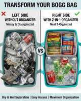 2-in-1 Cooler Organizer Insert for X Large Bogg Bag Accessories, 2-in-1 Dry-Wet Separate Tote Insert with Leakproof Cooler&Mesh Storage Bag,Bogg Bag Accessories for Beach,Camping,Picnic,Travel (Grey)