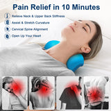 Fanlecy Neck and Shoulder Relaxer with Upper Back Massage Point, Cervical Traction Device Neck Stretcher for TMJ Pain Relief and Cervical Spine Alignment Chiropractic Pillow (Blue)