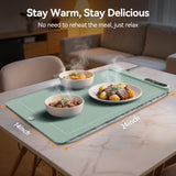 Food Warming Mat for Parties Buffet, Upgrade Graphene Heating Film, Electric Warming Tray with 6 Temp Settings | 6H Timer, Portable Roll Up Food Warming Mat with Heat Insulation, Green, 24x14 inch