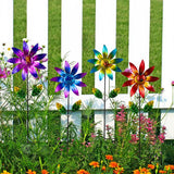 Sunnylight 4 Packs Wind Spinner Outdoor, Pinwheels for Yard and Garden, Metal Flower Decorative Garden Stakes for Lawn Patio Porch Decor