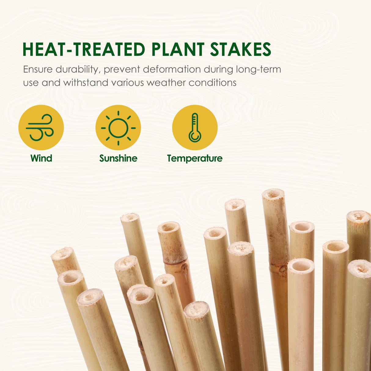 Cambaverd Bamboo Stakes 3ft, 50 Pack Bamboo Garden Stakes 3 Feet, Natural Plant Stakes for Tomatoes and Climbing Plant Support, Bamboo Sticks for Plants