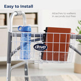 Drive Medical 10200B Walker Basket with Plastic Cup Holder, White