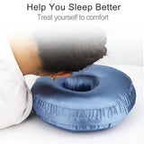 Washable Silky Satin Ear Piercing Pillow with Removable Pillowcase Smooth Cooling Donut Pillows Hole for Ear Pain Relief CNH Sleeping Pressure Sore Side Sleepers Ear Guard Protector, Haze Blue